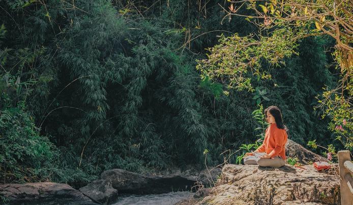 A person relaxing in nature