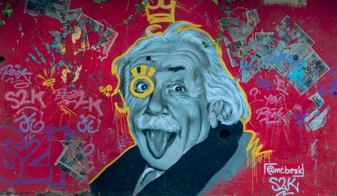 Wall art of Albert Einstein who is considered to have a genius IQ