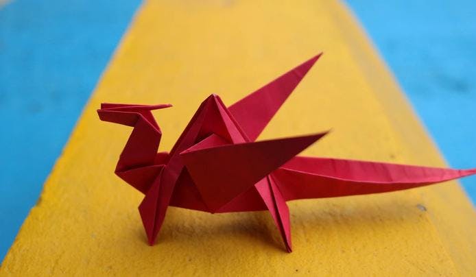 A red dragon origami
